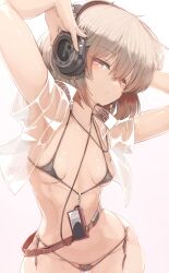 big_ass bikini bob_cut genek see-through see-through_clothing slim_waist small_breasts teenager white_hair wide_hips