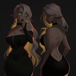 big_ass big_breasts dress eirlys elf elf_ears female female_only green_eyes white_hair