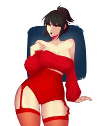 big_breasts black_hair brawlhalla eirlys female female_only hattori_(brawlhalla) red_clothes