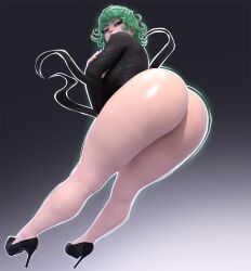 1girls 3d ass_focus bottom_heavy dat_ass female female_only floating high_heels huge_ass looking_down low-angle_view one-punch_man popogori solo tatsumaki thick_thighs voluptuous