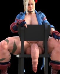 3d cammy_white flaccid foreskin futa_only futanari hdregrets long_foreskin looking_at_viewer muscular_futanari pointing street_fighter street_fighter_6 taker_pov uncircumcised uncut