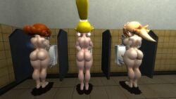 3d 3futas artist_request futa_only futanari garry's_mod human intersex mario_(series) nintendo pale_skin peeing peeing_together princess_daisy princess_peach princess_rosalina public restroom source_request standing tagme trio urinal