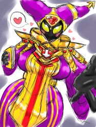 clothing genderswap_(mtf) jester_hat kamen_rider kamen_rider_gotchard_(series) large_breasts thick_ass x_wizard