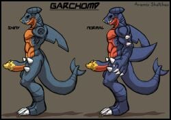 abs absurd_res anthro aramis-savra balls barbed_humanoid_penis big_balls big_feet big_hands claws deltoids dragon feet fin finger_claws fish garchomp generation_4_pokemon genitals hi_res humanoid_genitalia humanoid_penis hybrid_genitalia hybrid_penis larger_male male marine muscular muscular_anthro muscular_male mythological_creature mythological_scalie mythology nintendo obliques pecs penile_spines penis pokemon pokemon_(species) scalie shaded shark shark_fin shark_tail shark_teeth sharp_teeth shiny_pokemon simple_background simple_shading size_difference spikes spikes_(anatomy) teeth teeth_showing thick_penis toe_claws