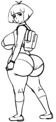 aged_up backpack big_ass big_breasts big_butt bra coldarsenal dora_marquez dora_the_explorer female latina looking_back monochrome nickelodeon short_hair short_shorts simple_background transparent_background white_shorts