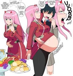 belly_bulge belly_expansion bloated bloated_belly bloated_stomach bloated_tummy burp burping darling_in_the_franxx dr-worm lewdlemage stuffed_belly zero_two_(darling_in_the_franxx)