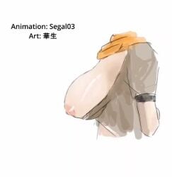 1girls animated areolae assisted_exposure big_breasts boing bouncing bouncing_breasts breasts capturepoint comedy funny humor neckerchief nipples pulling_down_shirt rwby segal03 side_view sound sound_effects tagme video yang_xiao_long