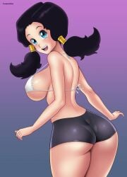 ass ass_focus black_hair blue_eyes bra dragon_ball gummslime shorts tagme videl