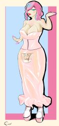 1boy breast_forms chastity_cage chastity_device color crossdressing fake_breasts femboy fingernails flat_chastity_cage high_heels lipstick male male_only pink_dress pink_hair pink_nails sissy solo source_request tagme unnamed_character vixenrinn