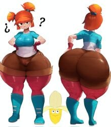 1girls ass banana_launcher big_ass big_butt brown_eyes brown_pants clothed female female_only hips huge_ass patrice_blazing plants_vs_zombies plants_vs_zombies_2:_it's_about_time plants_vs_zombies_3 red_head senior_garabato short_hair shorts solo solo_focus thick_thighs thighs tomboy topless topless_female video_game_character video_games voluptuous voluptuous_female wide_eyed wide_hips zrhap