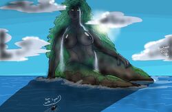 dark_skin giantess green_hair hairy humanoid island_girl original_character phantomas(artist)