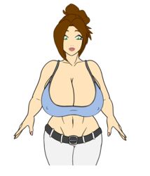 1girls animated big_breasts bouncing_breasts breast_expansion breasts brown_hair cleavage female female_only gigantic_breasts huge_breasts large_breasts luxurious-blue nipple_bulge original original_character solo solo_female visible_nipples