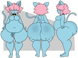 anthro ass balls belly big_ass blue_body blue_fur cat_ears cellulite character_sheet chubby_femboy collar dumptruck_ass fat_ass felid feline femboy freckles freckles_on_ass furu_flami furu_ice gigantic_ass huge_ass humanoid messy_hair moobs no_humans non-human non-human_only overweight overweight_male penis pink_hair solo solo_male thick_thighs wide_hips