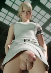 1futa 3d artist_request big_breasts big_penis blonde_hair bottomless clothed clothing cock_pointing_towards_viewer final_fantasy final_fantasy_xv futa_only futanari human light-skinned_futanari light_skin looking_at_viewer low-angle_view lunafreya_nox_fleuret partially_clothed penis solo source_request square_enix standing testicles