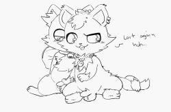 artist_request dian_(jewelpet) fan_character furry jewelpet jewelpet_(species) male male/male oc penis penis_grab sanrio sketch speech_bubble teasing young