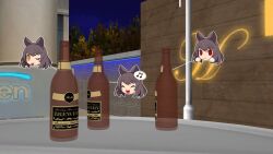 1girls beer_bottle black_hair black_hair_female blake_belladonna cat_ears chibi rwby theblackbirdcalls yellow_eyes