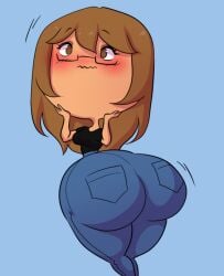 1girls ass big_head denise_(blimpexploder) head_inflation huge_ass inflation oc original_character puffytwink