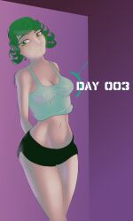 1girls breast_expansion breasts female female_only green_hair one-punch_man sequence solo tatsumaki underwear