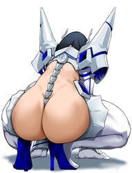 ass ass_focus bakka bakkanki black_hair boots butt_crack female from_behind gloves high_heel_boots high_heels highres huge_ass junketsu kill_la_kill kiryuuin_satsuki long_hair revealing_clothes solo squatting thigh_boots thighhighs