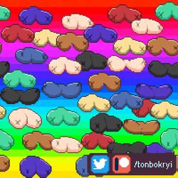 animated black_body black_breasts bouncing_breasts breasts gif loop nude nude_female pixel_art rainbow_background tonbokryi white_body white_breasts yellow_body