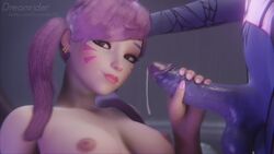 1futa 1girls 3d alternate_costume alternate_hairstyle areolae balls big_penis blender breasts cum d.va dreamrider erection female futanari hana_song large_penis nipples oral overwatch penis precum purple_hair purple_skin testicles twintails widowmaker