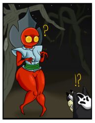 anthro big_thighs canine dark darkness female flatwoods_monster floating forest halloween infiniteshades male night night_time thick_thighs trees