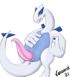 anus avian big_penis bodily_fluids erection furry genital_fluids genitals hi_res legendary_pokémon lugia male nintendo no_humans penis pink_penis pokemon pokemon_(species) pokemon_focus precum prehensile_penis slit solo tentacle_penis vanzard video_games white_body