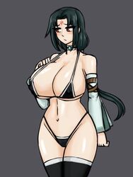 1girls big_breasts bikini black_hair breasts female_only fire_emblem fire_emblem:_path_of_radiance fire_emblem:_radiant_dawn goth goth_girl goth_milf huge_breasts kandakatou large_breasts nervous nintendo red_eyes rule_63 solo solo_female solo_focus soren_(fire_emblem) thick_thighs thighhighs thighs