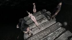 2girls arms_behind_back asphyxiation bag_over_head bondage drowning execution imminent_death multiple_girls pamatronic skyrim the_elder_scrolls