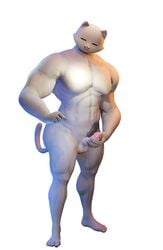 3d 3d_(artwork) ass balls body_blush dollymolly323 domestic_cat epic_games feet fortnite ghost_meowscles male male_only meowscles_(fortnite) muscular_male naked penis tagme