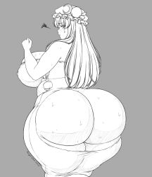 1girls abridged-satoko ass ass_focus bbw breasts exposed_ass fat_ass female from_behind_position huge_ass huge_breasts patchouli_knowledge plump sweat thick_ass thick_thighs torn_clothes touhou