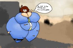 big_belly fallout fallout_(game) fallout_(series) female large_eyes massive_ass massive_breasts morbidly_obese morbidly_obese_female nipple_bulge persona ripping_clothes sink sona tall tall_girl tight_clothes wasteland