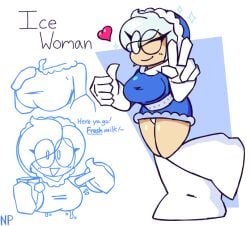 big_breasts big_breasts breast_focus breasts breasts capcom chest_focus clothed cute genderswap_(mtf) hand_on_breast huge_boobs huge_breasts ice_man lactating lactation lactation lactation_through_clothes massive_breasts mega_man mega_man(classic) nocklepie parka peace_sign robot robot_girl robot_master rule_63 silver_hair v_sign winter_clothes