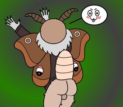 anthro arthropod ass backsack balls clothing genitals insects leo_(retromagnetar) lepidopteran male moth presenting presenting_hindquarters retromagnetar solo wings