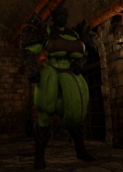 3d 3d_(artwork) armor blue_eyes bulge dickgirl futanari green_skin huge_balls huge_breasts huge_cock hyper hyper_balls hyper_bulge hyper_muscles hyper_penis hyper_testicles muscle muscles muscular muscular_futanari orc orc_(warcraft) orc_futanari prison purple_hair seline selinemukgrom shemale warcraft wardrobe_malfunction