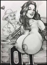 boss_hogg car christopher_kerry daisy_duke flashing_breasts general_lee large_breasts the_dukes_of_hazzard