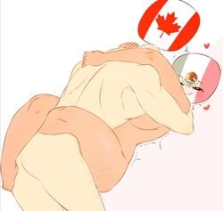 1boy 1girls blush canada_(countryhumans) countryhumans countryhumans_girl duo female flawsy heart hugging humanoid light-skinned_female light_skin male mexico_(countryhumans) pale_skin sex straight tan