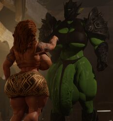 3d 3d_(artwork) armor blue_eyes bulge deity dickgirl european_mythology futanari god_of_war goddess green_body green_skin huge_balls huge_breasts huge_cock hyper hyper_balls hyper_bulge hyper_muscles hyper_penis hyper_testicles muscle muscles muscular muscular_futanari mythology orc orc_(warcraft) orc_futanari public_domain purple_hair seline selinemukgrom shemale thrud_(god_of_war) warcraft wardrobe_malfunction