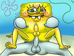 2boys anal cephalopod gay male male_only nude octopodiform octopus penis sea_sponge smooth_skin spongebob_squarepants spongebob_squarepants_(character) squidward_tentacles