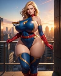 1girls ai_clothes ai_generated big_breasts big_thighs blonde blonde_female blonde_hair blue_eyes breasts_bigger_than_head busty captain_marvel carol_danvers chubby curvy fat_thighs female female_only generic_ai_face huge_breasts huge_thighs human human_only hyper_ass hyper_breasts kw0337 light-skinned_female light_skin marvel marvel_cinematic_universe marvel_comics pawg plump small_head solo solo_female superheroine thick thunder_thighs thunderthighs voluptuous wide_hips