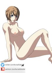 1girls aged_up arai_motoha arai_suwa areolae blank_background blue_eyes bob_cut breasts brown_hair closer_(p5x) female female_only light-skinned_female light_skin looking_at_viewer medium_breasts megami_tensei megami_tensei_persona messy_hair nude persona persona_5 persona_5:_the_phantom_x plain_background posing shin_megami_tensei short_hair sitting smile solo_female