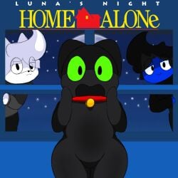 black_fur cute feline friends furry green_eyes home_alone luna_the_cat night oc pussy self_upload spinninswaws thick_thighs