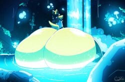 anthro ass ass_focus big_ass bubble_butt fat_ass fur furry game_freak huge_ass hyper hyper_ass lucario nintendo pokemon pokemon_(species) rear_view sitting thelewdshi thick_ass thick_thighs wet wide_hips