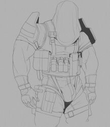 1boy bara barazoku big_bulge bulge call_of_duty clothing gay huge_bulge male male_focus male_only manly mask masked masked_male muscular_male oc penis_outline puppynolan solo solo_male tactical_gear yaoi