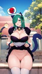 ai_generated brawl_stars cmai colette_(brawl_stars) green_hair maid maid_uniform pinku_pawlette tagme