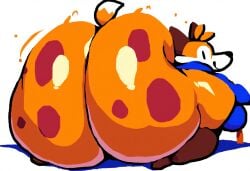 ai_generated anthro ass big_butt clothing hellsonger huge_butt looking_back mammal orange_body simple_background solo soups_(superiorfox) white_background