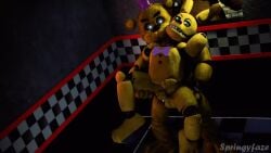 3d anal anal_sex animated bear bowtie bunny five_nights_at_freddy's fredbear_(fnaf) gay hat interspecies male/male no_sound riding riding_penis sex spring_bonnie spring_bonnie_(fnaf) springyfaze thrusting thrusting_into_ass tophat video