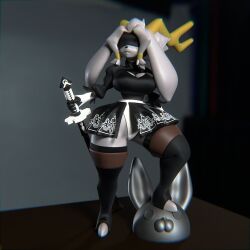 1girls 3d big_breasts breasts female manorenis nier:_automata pseudoregalia solo sybil_(pseudoregalia) thick_thighs wide_hips yorha_2b_(cosplay)