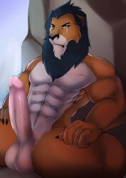 anthro balls boner disney erection furry lion male male_only mane nude penis raccoonthing scar scar_(the_lion_king) scar_across_eye sitting solo solo_male spread_legs the_lion_king