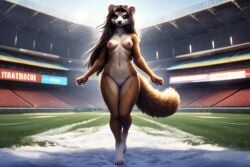 ai_generated baseball_field female ferret naughty_ferrets nude school